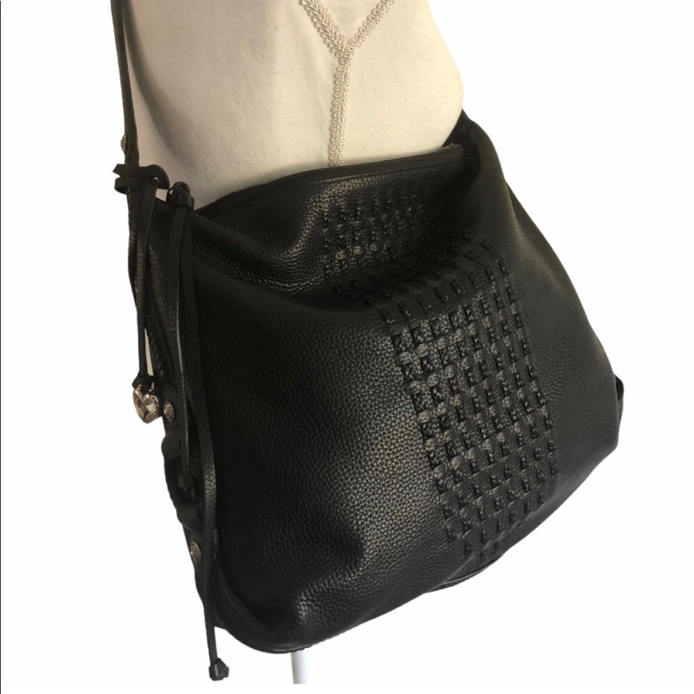 Brighton Black Leather Pebbled Hobo